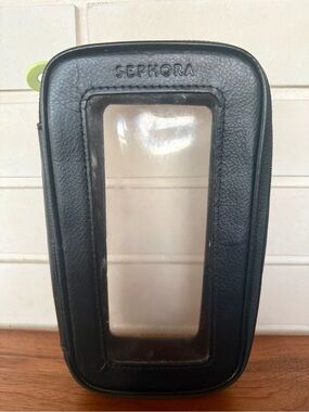 Sephora Clear Travel Makeup or Brush Bag * Black * Clear Window * Zip * 8x5